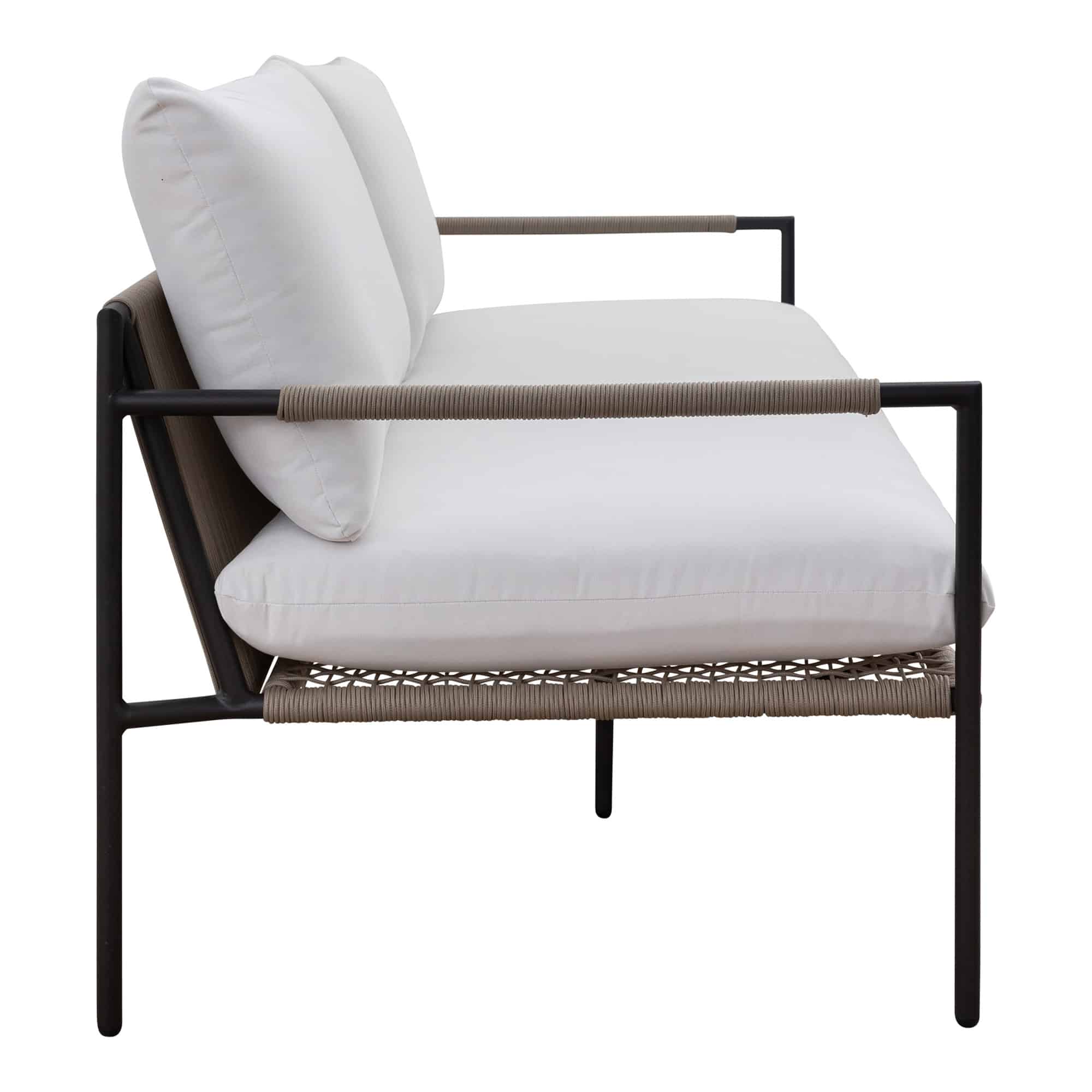 Laurent Outdoor Sofa Gunmetal + Beige