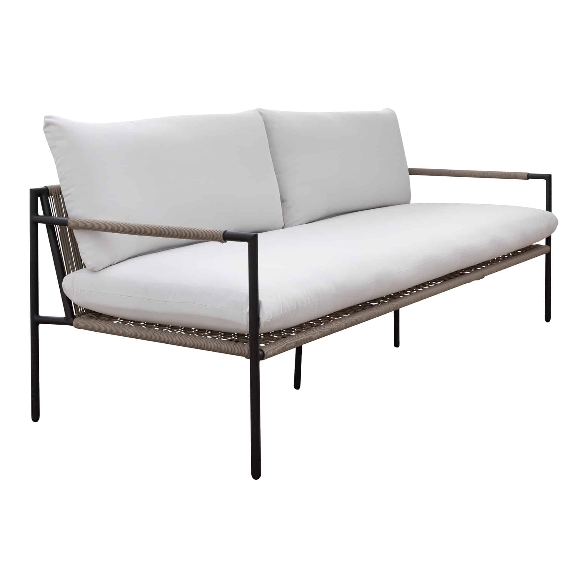 Laurent Outdoor Sofa Gunmetal + Beige