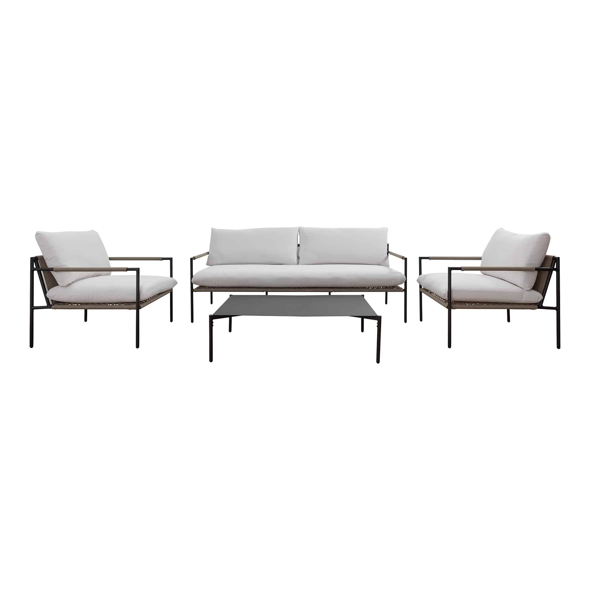 Laurent Outdoor Armchair Gunmetal + Beige