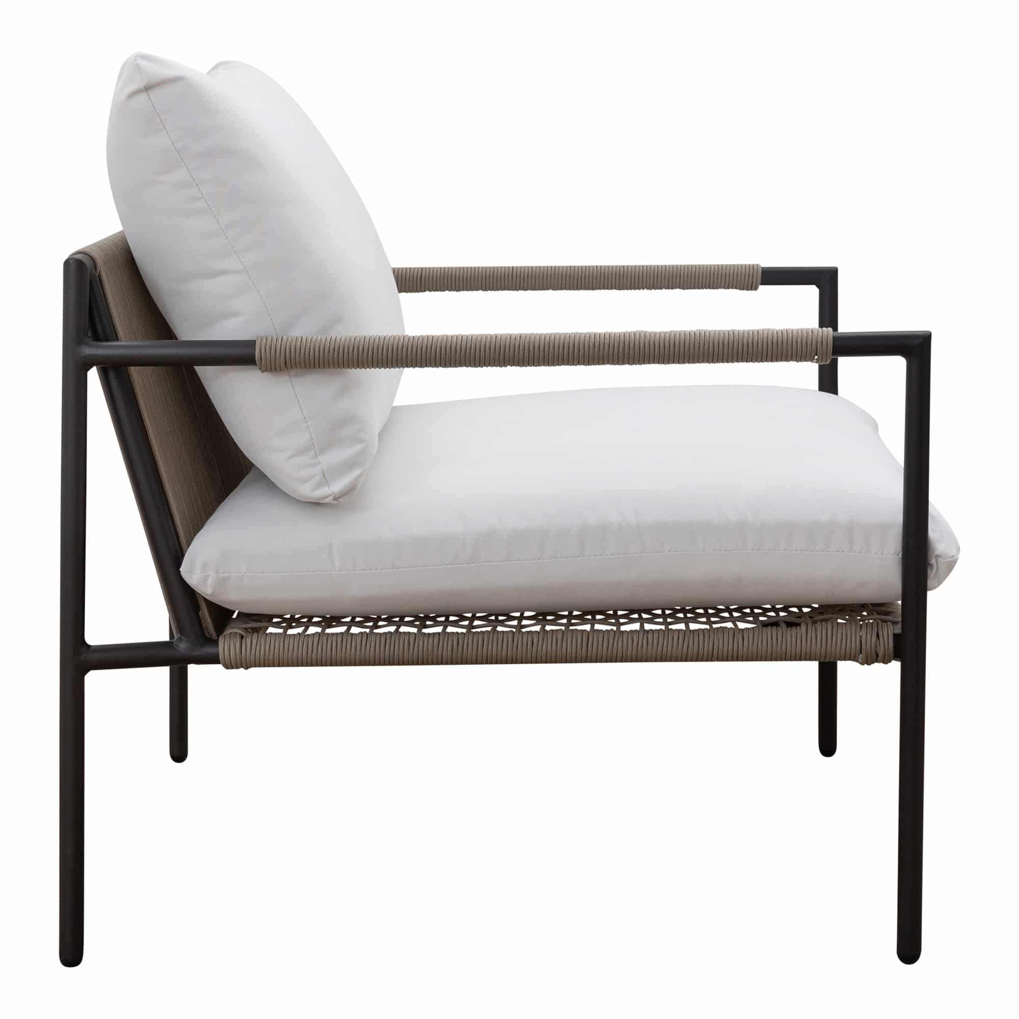 Laurent Outdoor Armchair Gunmetal + Beige