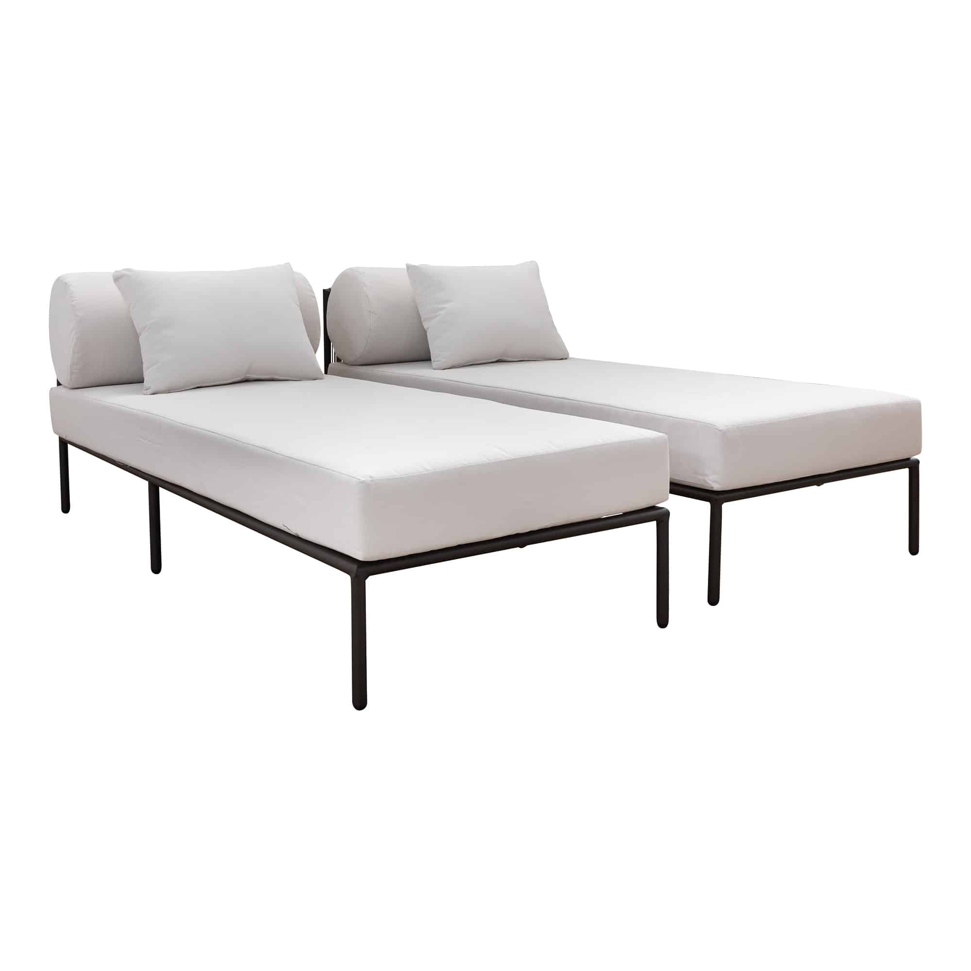 Laurent Outdoor Sunlounger Gunmetal + Beige