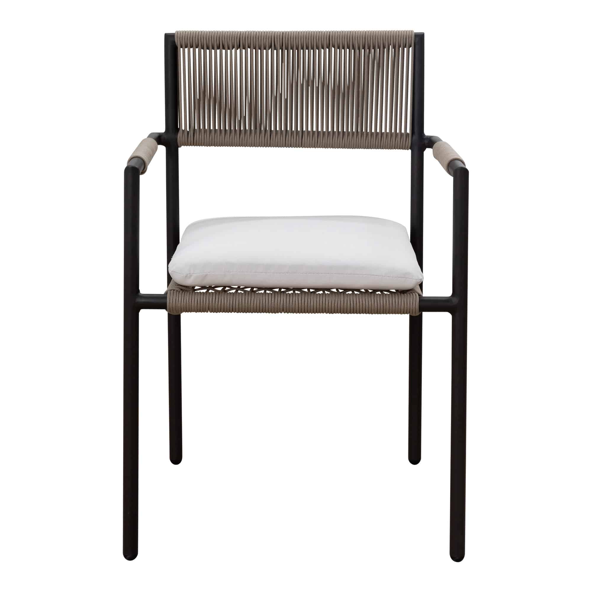 Laurent Outdoor Dining Chair Gunmetal + Beige