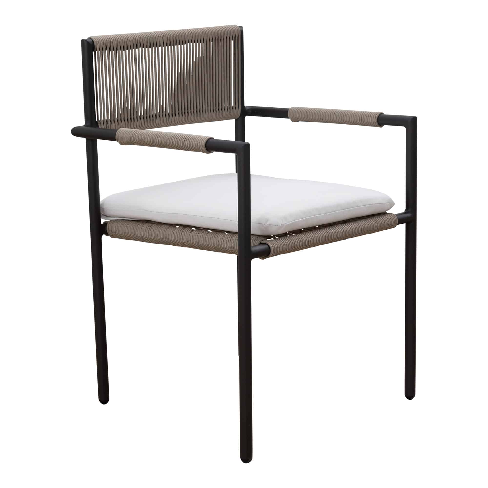 Laurent Outdoor Dining Chair Gunmetal + Beige
