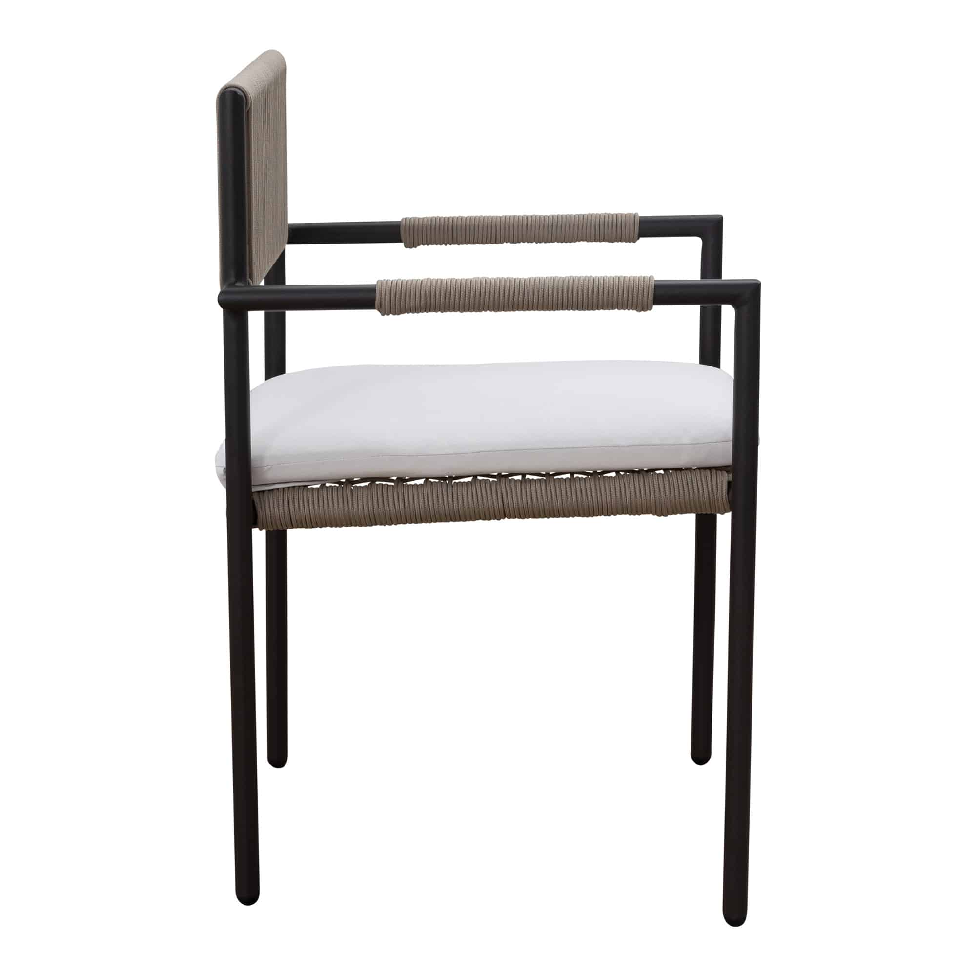 Laurent Outdoor Dining Chair Gunmetal + Beige