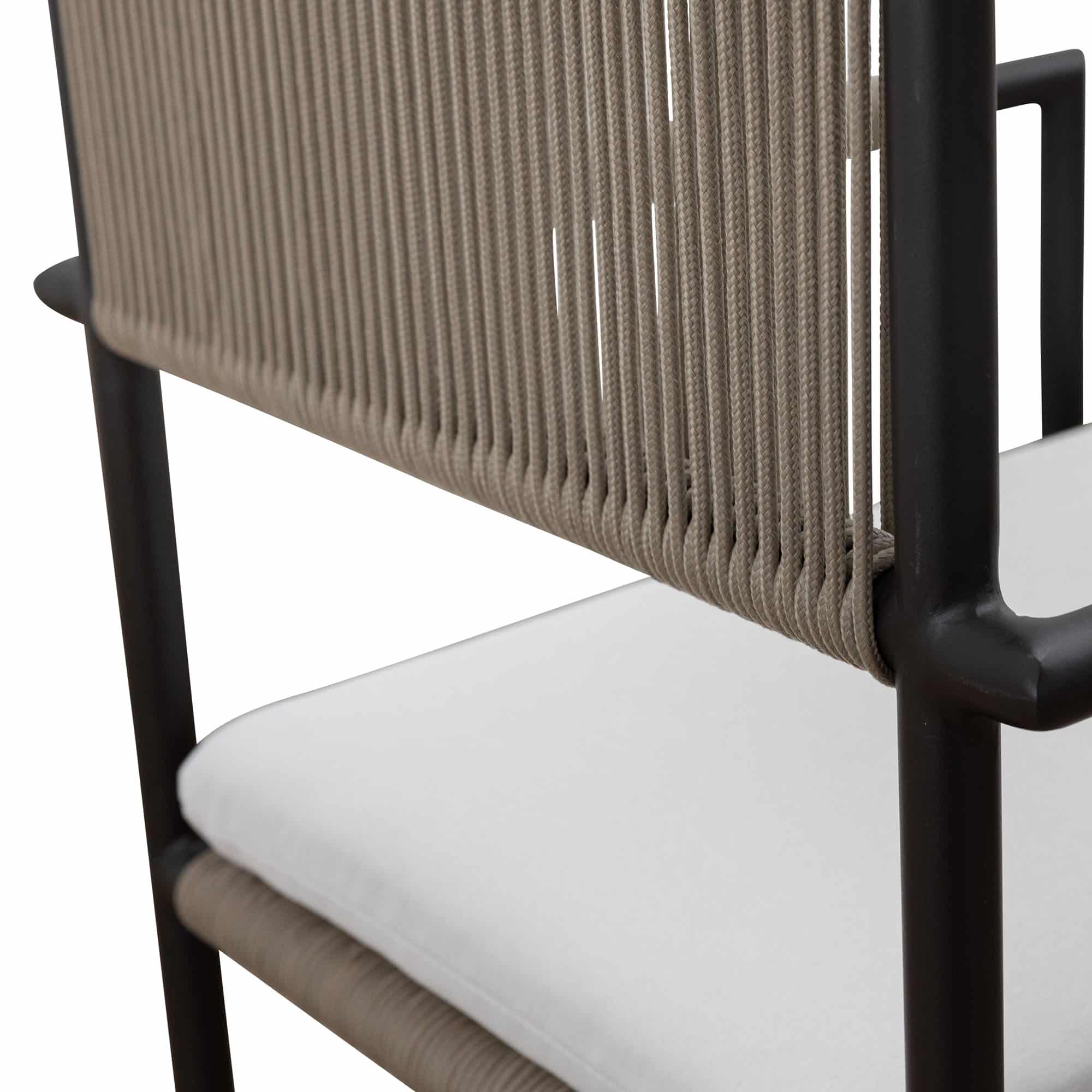 Laurent Outdoor Dining Chair Gunmetal + Beige