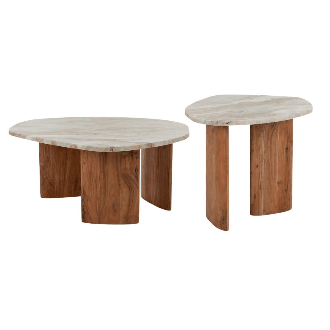 Lars Nested Coffee Table Marble + Wood